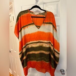 Michael Kors Orange, Tan, and Green Kaftan